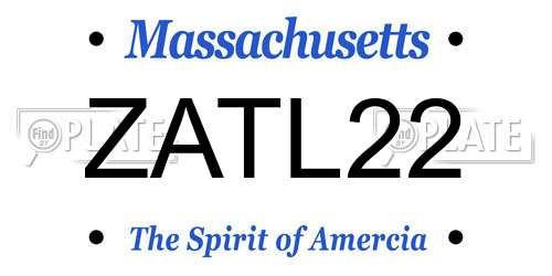 ZATL22 Massachusetts License Plate