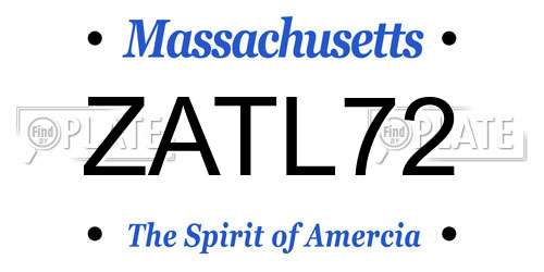 ZATL72 Massachusetts License Plate