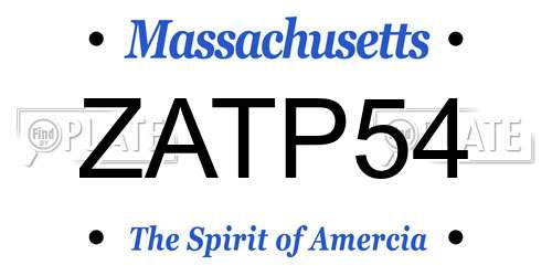 ZATP54 Massachusetts License Plate