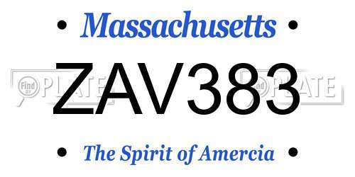 ZAV383 Massachusetts License Plate