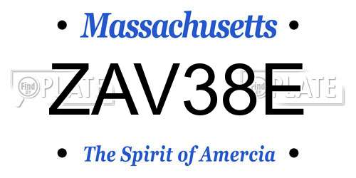 ZAV38E Massachusetts License Plate
