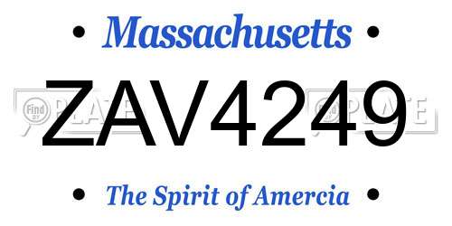 ZAV4249 Massachusetts License Plate