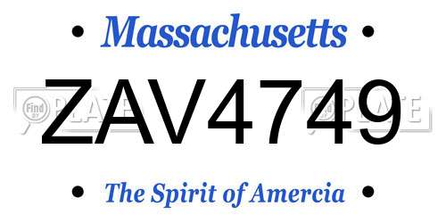 ZAV4749 Massachusetts License Plate