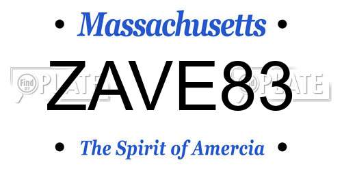 ZAVE83 Massachusetts License Plate