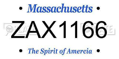ZAX1166 Massachusetts License Plate