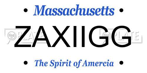 ZAXIIGG Massachusetts License Plate
