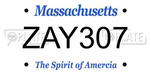 ZAY307 Massachusetts License Plate