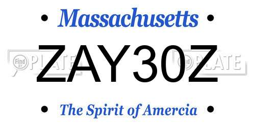 ZAY30Z Massachusetts License Plate