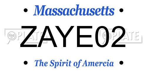 ZAYE02 Massachusetts License Plate