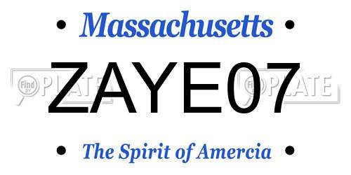 ZAYE07 Massachusetts License Plate