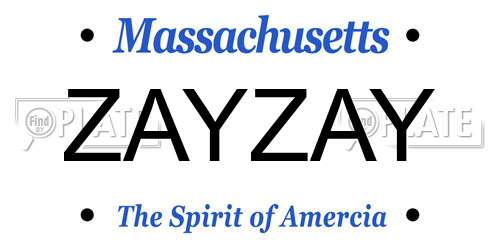 ZAYZAY Massachusetts License Plate