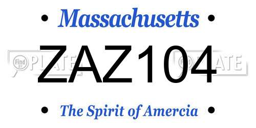 ZAZ104 Massachusetts License Plate