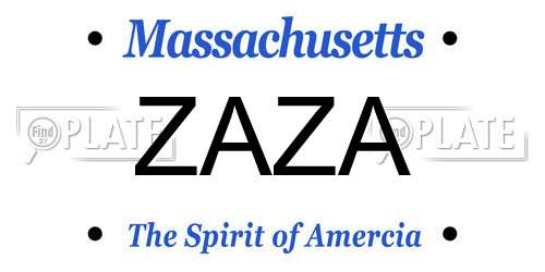 ZAZA Massachusetts License Plate