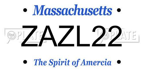 ZAZL22 Massachusetts License Plate