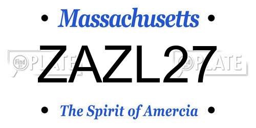ZAZL27 Massachusetts License Plate