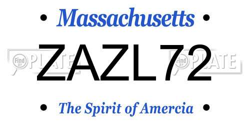 ZAZL72 Massachusetts License Plate