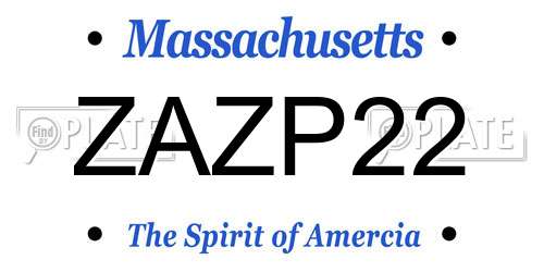 ZAZP22 Massachusetts License Plate