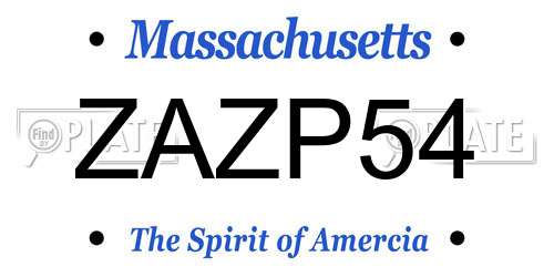 ZAZP54 Massachusetts License Plate