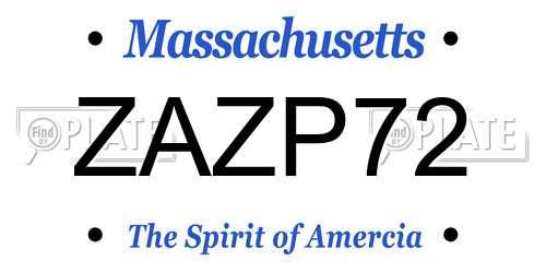 ZAZP72 Massachusetts License Plate