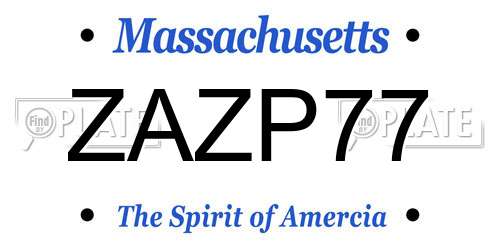 ZAZP77 Massachusetts License Plate