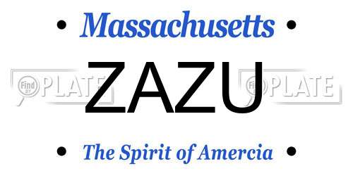 ZAZU Massachusetts License Plate