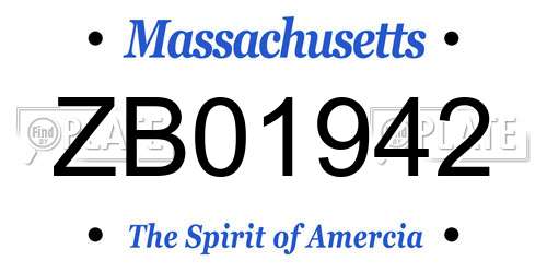ZB01942 Massachusetts License Plate