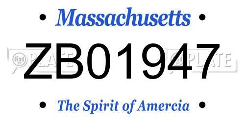 ZB01947 Massachusetts License Plate