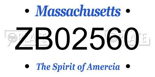 ZB02560 Massachusetts License Plate