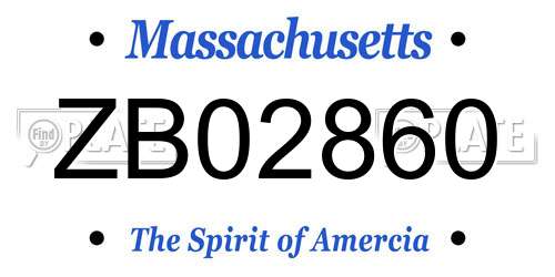 ZB02860 Massachusetts License Plate