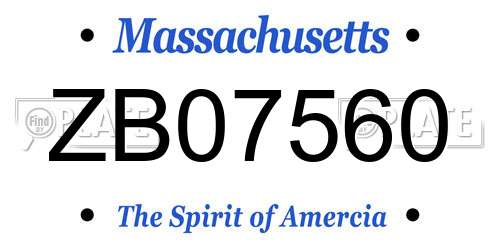 ZB07560 Massachusetts License Plate