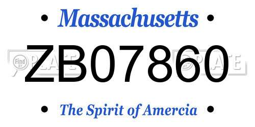 ZB07860 Massachusetts License Plate