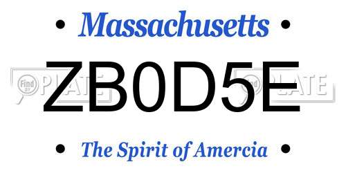 ZB0D5E Massachusetts License Plate