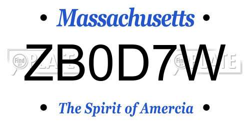 ZB0D7W Massachusetts License Plate