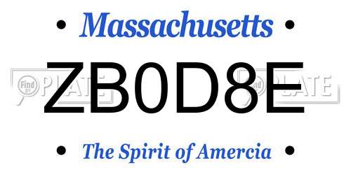 ZB0D8E Massachusetts License Plate