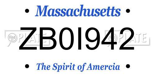 ZB0I942 Massachusetts License Plate