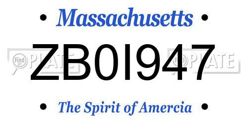 ZB0I947 Massachusetts License Plate