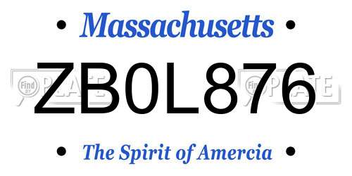 ZB0L876 Massachusetts License Plate