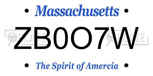 ZB0O7W Massachusetts License Plate