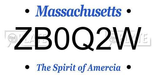 ZB0Q2W Massachusetts License Plate