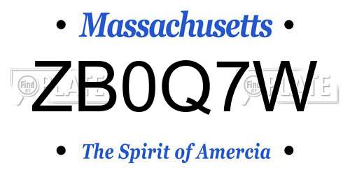 ZB0Q7W Massachusetts License Plate