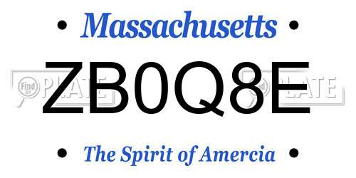 ZB0Q8E Massachusetts License Plate