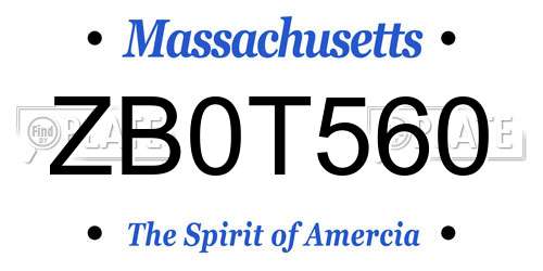 ZB0T560 Massachusetts License Plate
