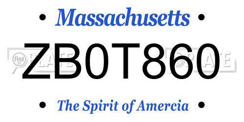 ZB0T860 Massachusetts License Plate