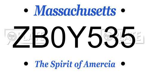 ZB0Y535 Massachusetts License Plate