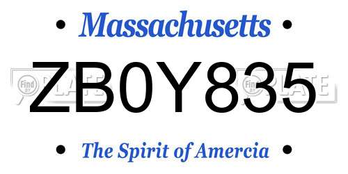 ZB0Y835 Massachusetts License Plate