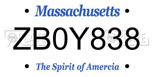 ZB0Y838 Massachusetts License Plate