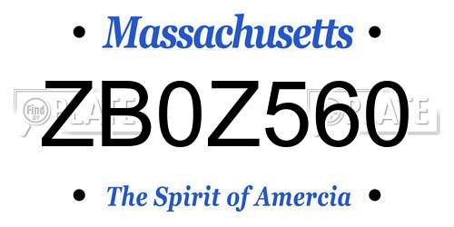 ZB0Z560 Massachusetts License Plate