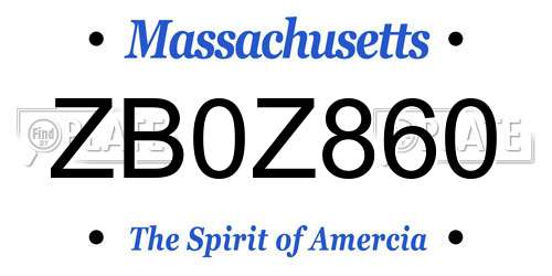 ZB0Z860 Massachusetts License Plate