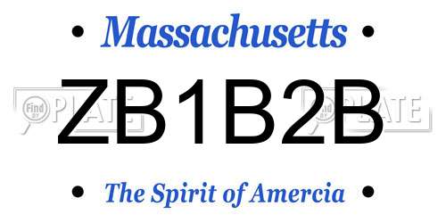 ZB1B2B Massachusetts License Plate