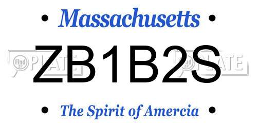 ZB1B2S Massachusetts License Plate